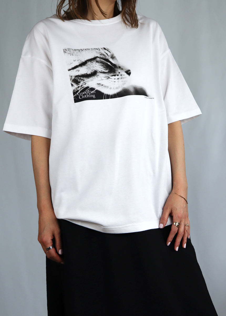 LAZYCATプリント Tシャツ