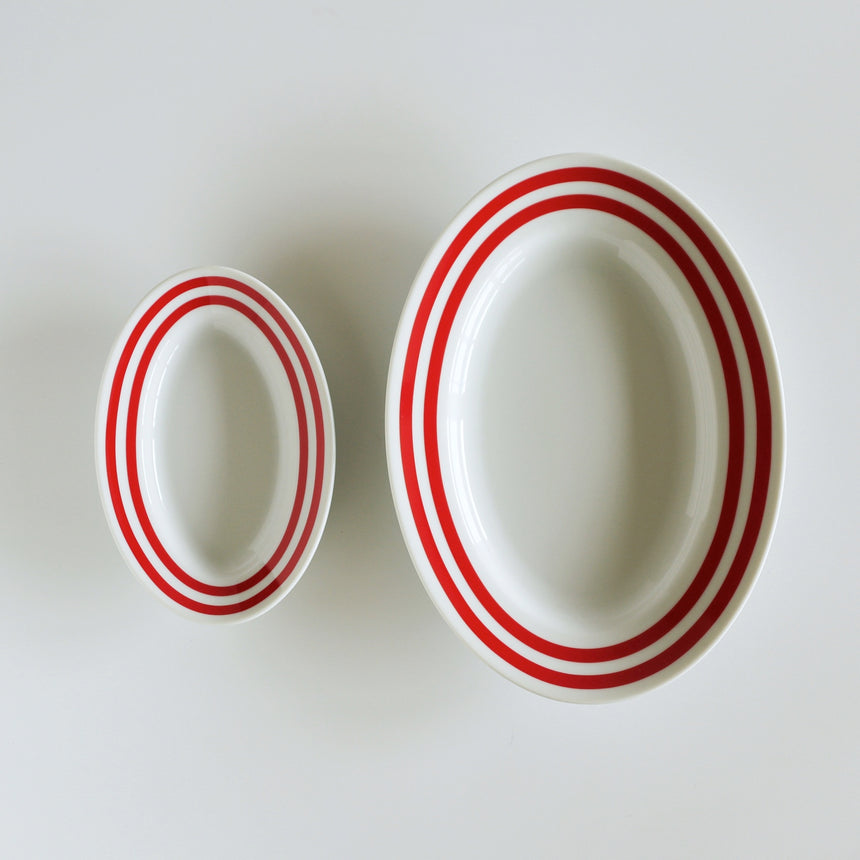 W Border Oval Plate 17［Red］